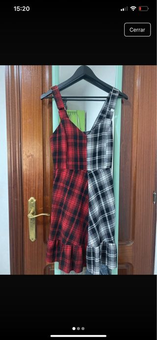 Vestido cuadros rojo y negro