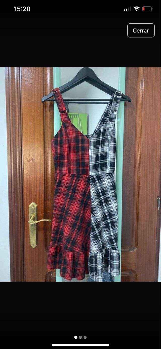 Vestido cuadros rojo y negro