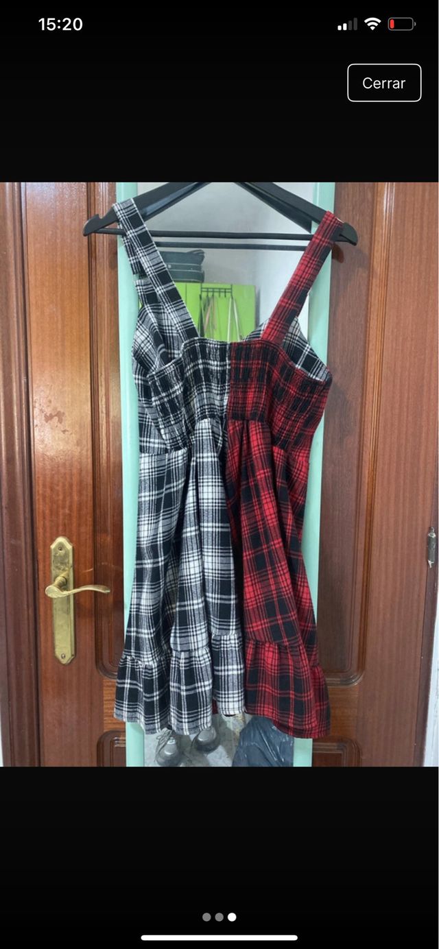 Vestido cuadros rojo y negro