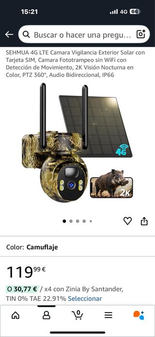 Cámara Vigilancia Exterior Solar 4G LTE