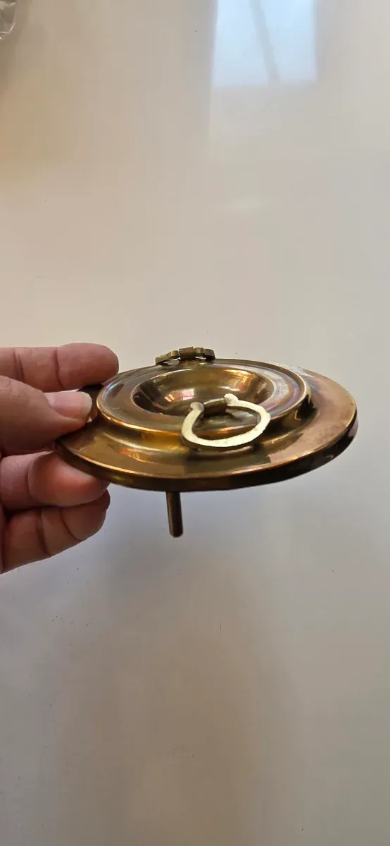 Tapa incensario antiguo bronce con asas