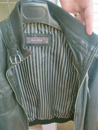 Cazadora cuero EASY WEAR negra, 38