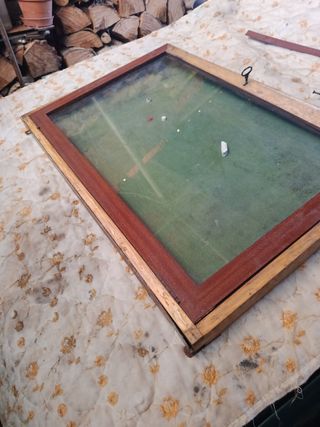 espositore vintage in legno e vetro