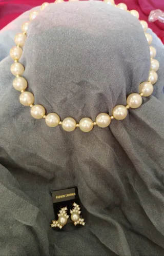 Collana fantasia in perla con orecchini