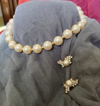 Collana fantasia in perla con orecchini