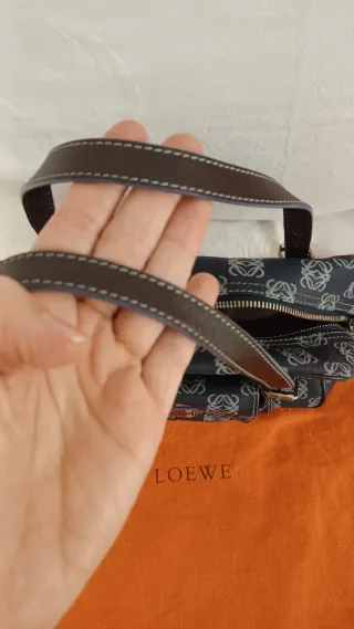 Bolso Loewe azul y marrón monograma