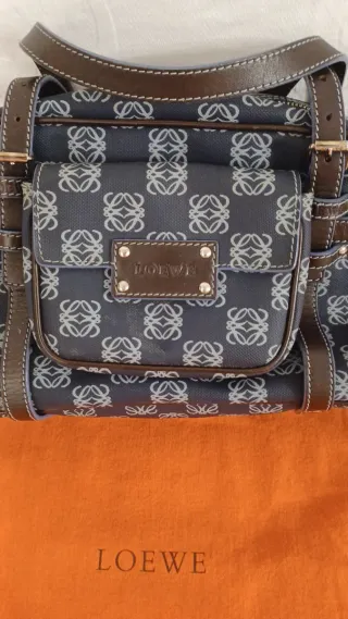 Bolso Loewe azul y marrón monograma