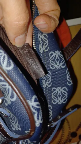 Bolso Loewe azul y marrón monograma