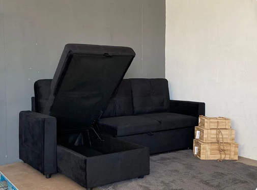 BLACK FRIDAY Sofá Cama Negro Terciopelo