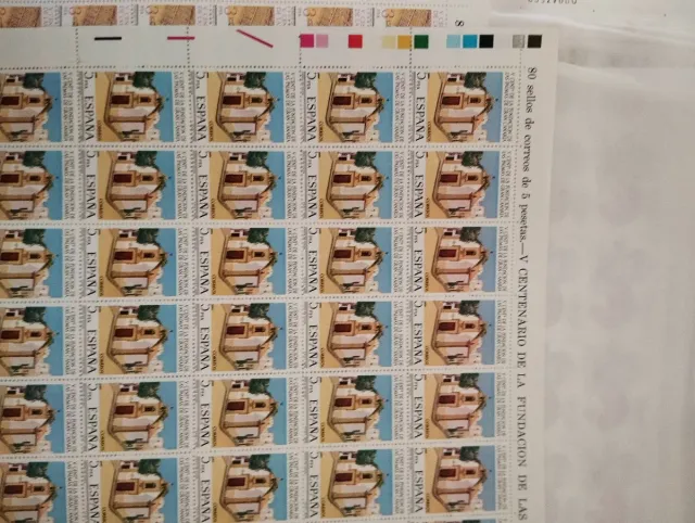 80 Sellos España 5 Pesetas V Centenario