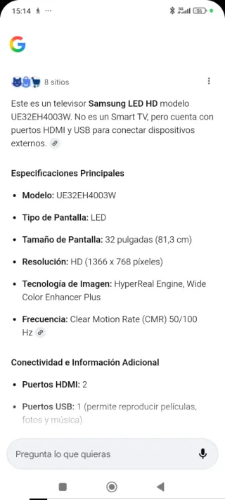 Televisión Samsung 32 Negra