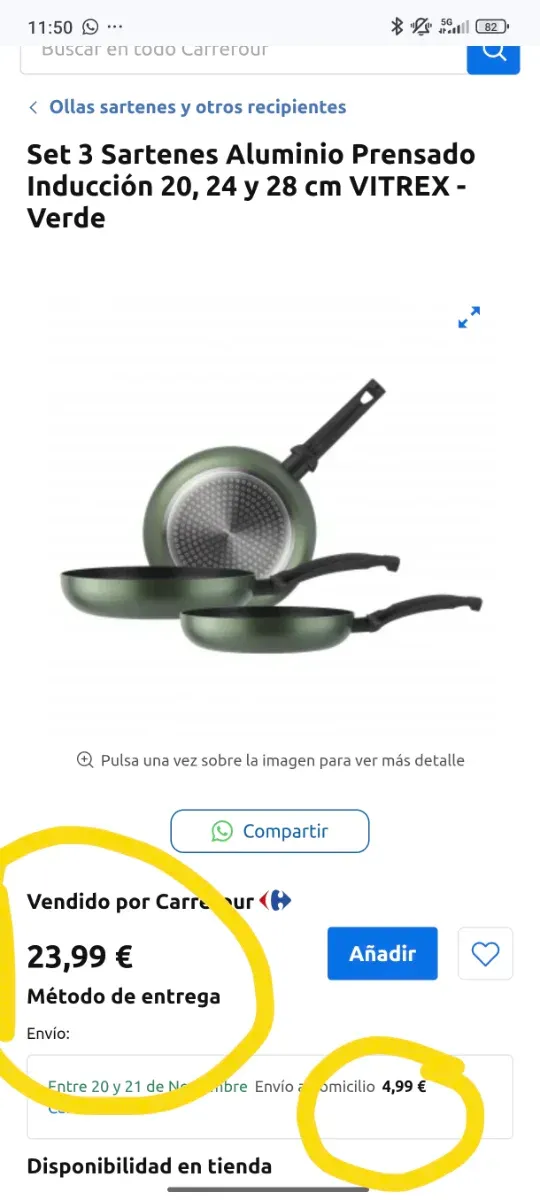 LIQUIDO! Set 3 Sartenes Vitrex Green Aluminio