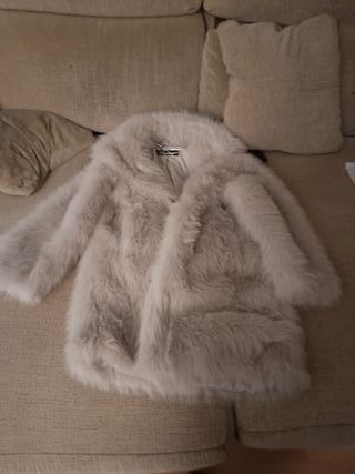 Abrigo pelo Zara beige/gris Talla S