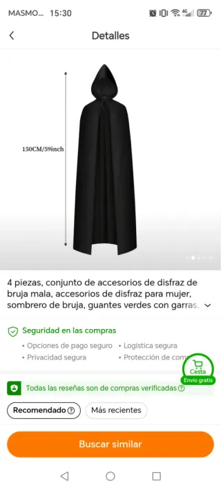 Conjunto Disfraz Bruja Mala