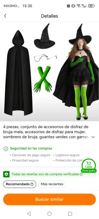 Conjunto Disfraz Bruja Mala