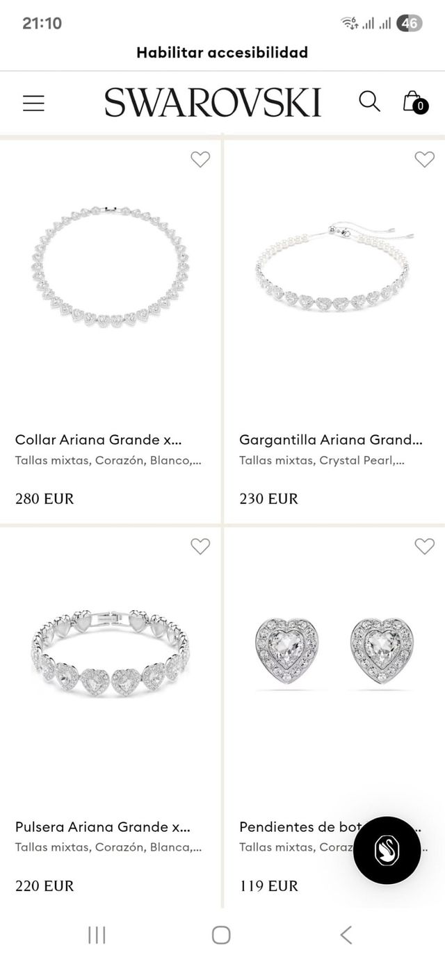 Conjunto Swarovski colección Ariana grande
