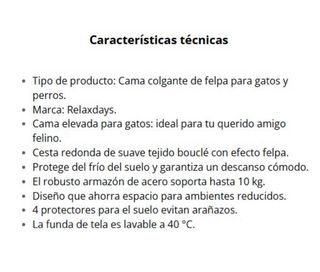 Cama para gato colgante beige y negra