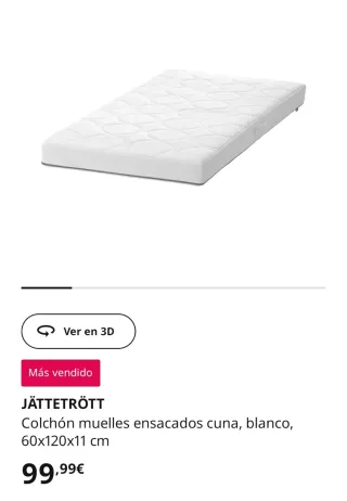 Colchón cuna Ikea JÄTTETRÖTT