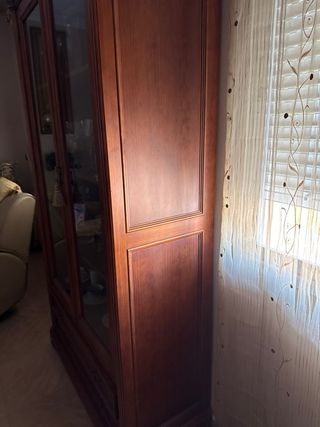 Vitrina de madera con puertas de cristal