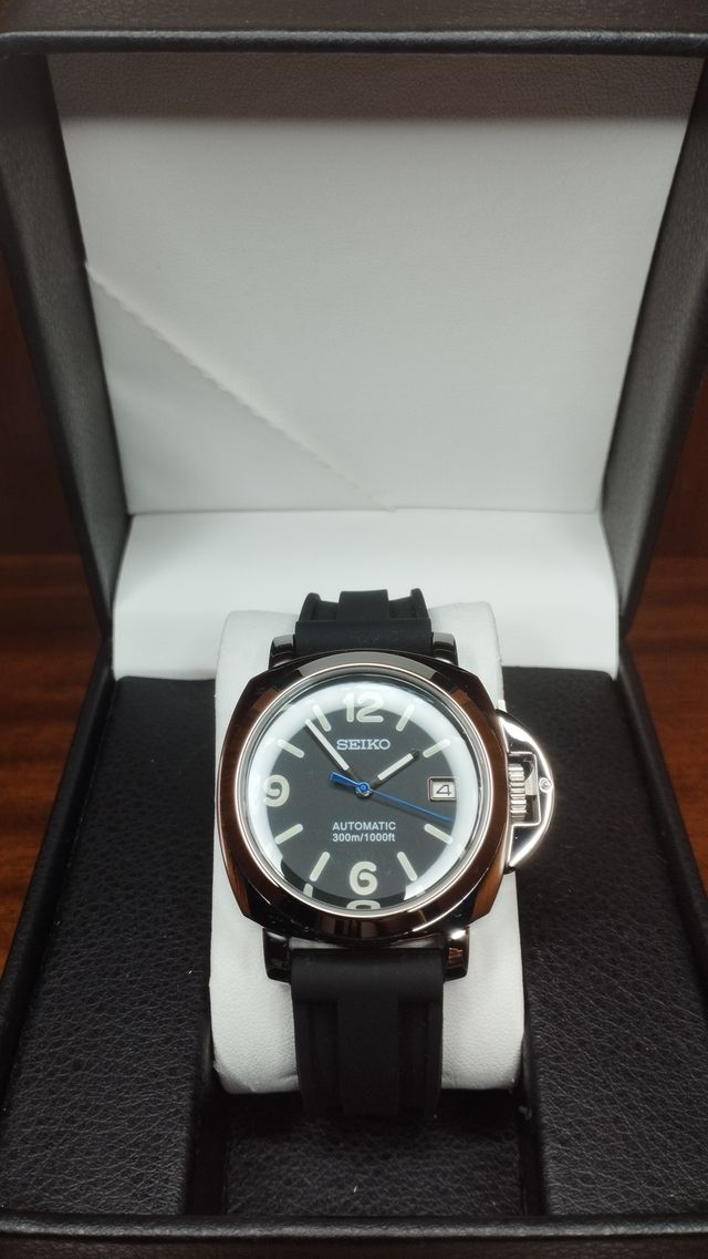 Reloj Seiko Mod Pam Negro Blanco Azul Marino