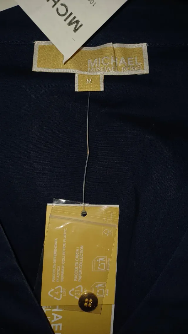 Vestido Michael Kors Azul Botones Cadena Dorada