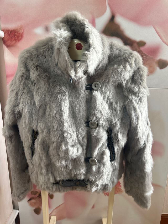 Chaqueta de pelo gris