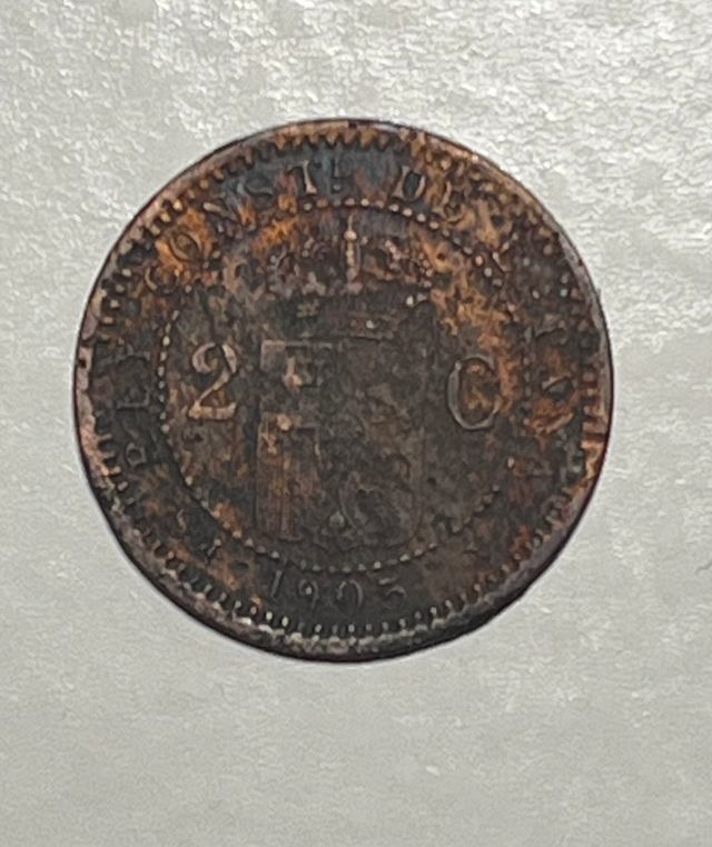 Moneda 2 céntimos Alfonso XIII 1905