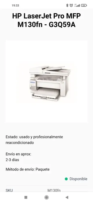 Impresora HP Láser Multifunción Blanca