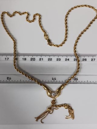 Cadena Oro 18K Manos y circonita