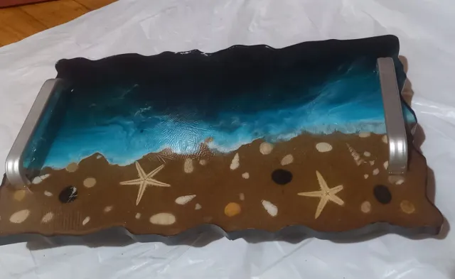 Bandeja Resina Decorativa Mar Azul