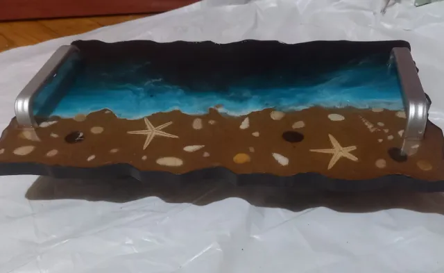 Bandeja Resina Decorativa Mar Azul