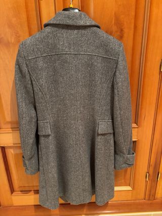 Abrigo Salsa Mujer Gris con Cuello Pelo