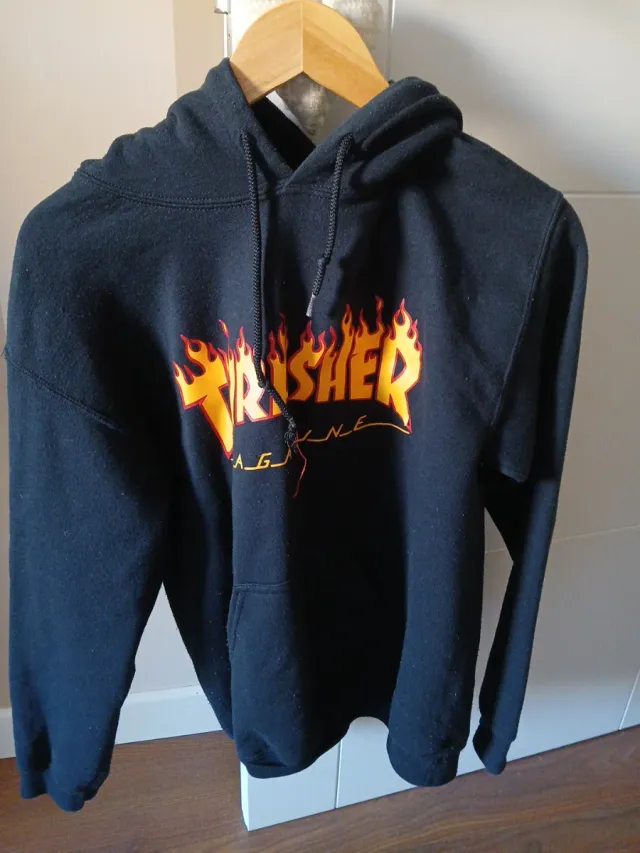 Sudadera Thrasher Negra con Logo Llamas