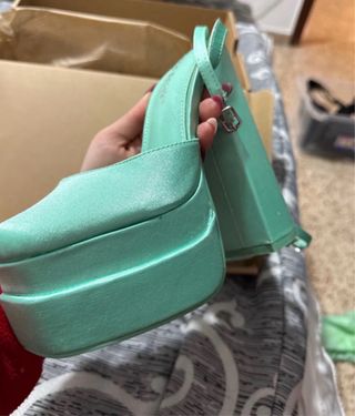 Sandalia tacon 15 cm azul celeste talla 36