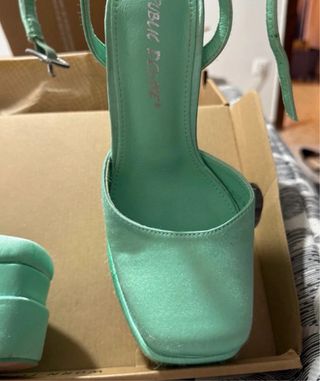 Sandalia tacon 15 cm azul celeste talla 36