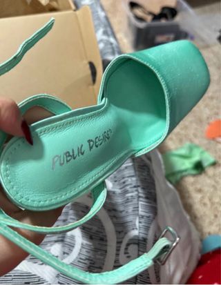 Sandalia tacon 15 cm azul celeste talla 36