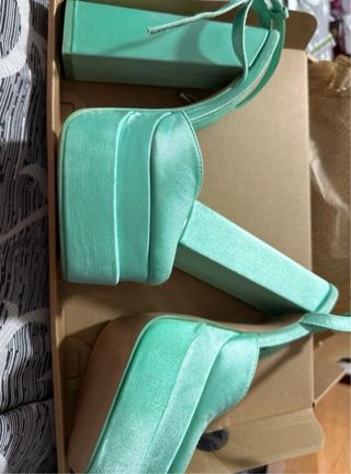 Sandalia tacon 15 cm azul celeste talla 36