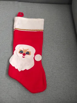 Calza Befana Babbo Natale rossa, artigianale