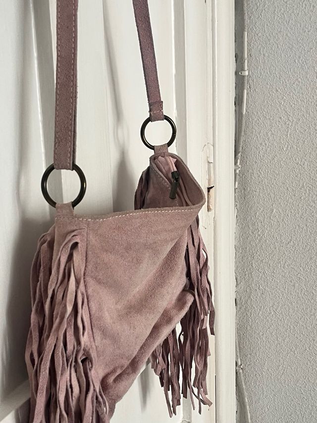 Bolso ante flecos rosa