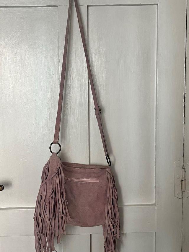Bolso ante flecos rosa