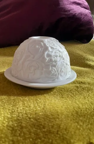 Prezioso portacandele in porcellana litofania Limoges