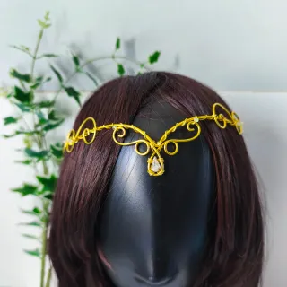 Tiara Élfica Dorada con Cristales