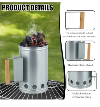 Chimenea Carbón Barbacoa Metal/Madera 27,9x17cm