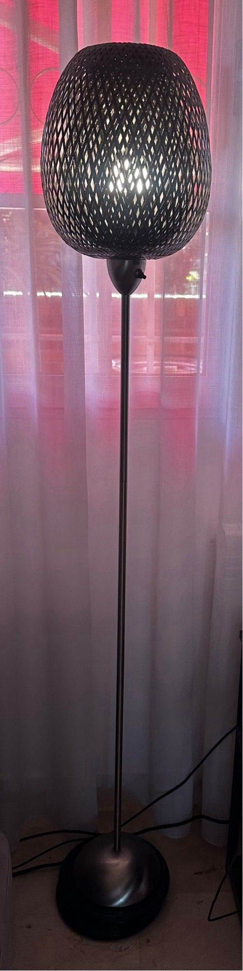 2 Lámparas Bambú Negras Base Metal