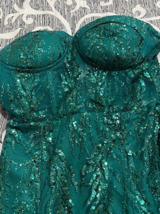 Vestido verde botella pedrería corset talla única