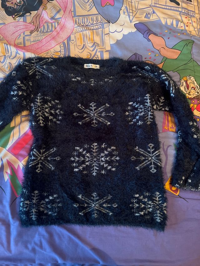 Jersey M&S Negro Copos Nieve Talla S