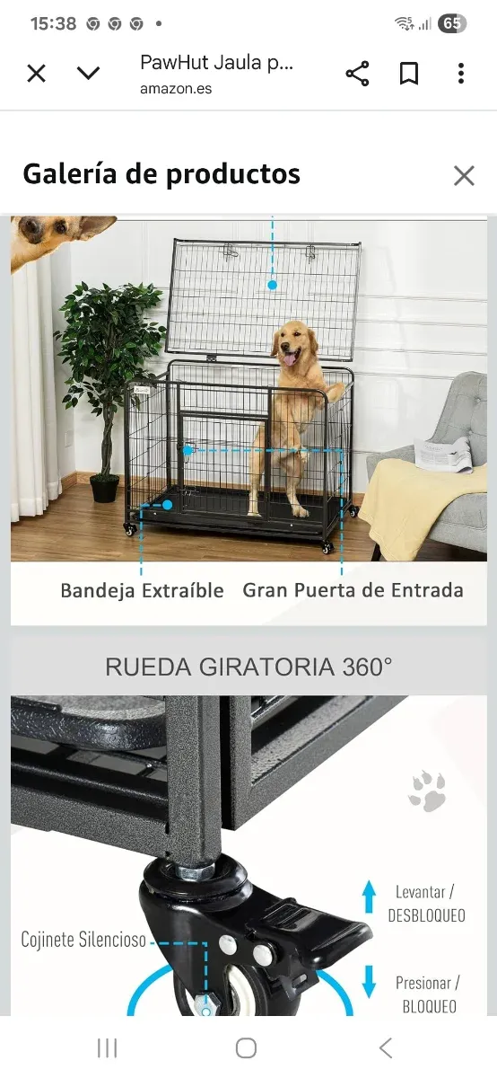 Jaula para perro con ruedas