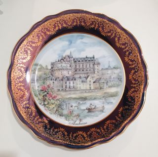 Piatto Limoges Porcellana Dipinta Castello
