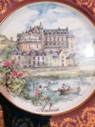 Piatto Limoges Porcellana Dipinta Castello