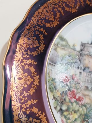 Piatto Limoges Porcellana Dipinta Castello